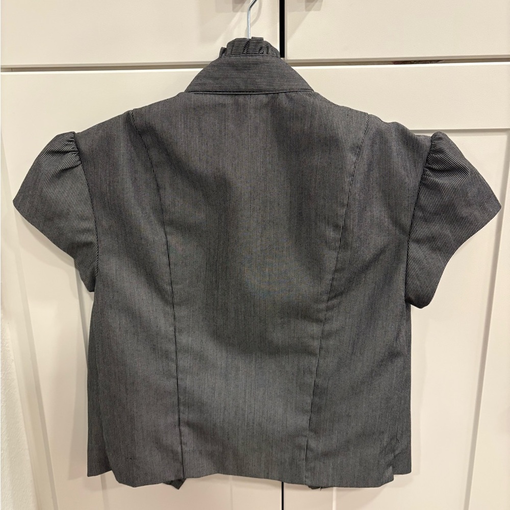 Bcx Charcoal Ruffled Button-Up Jacket - image 3